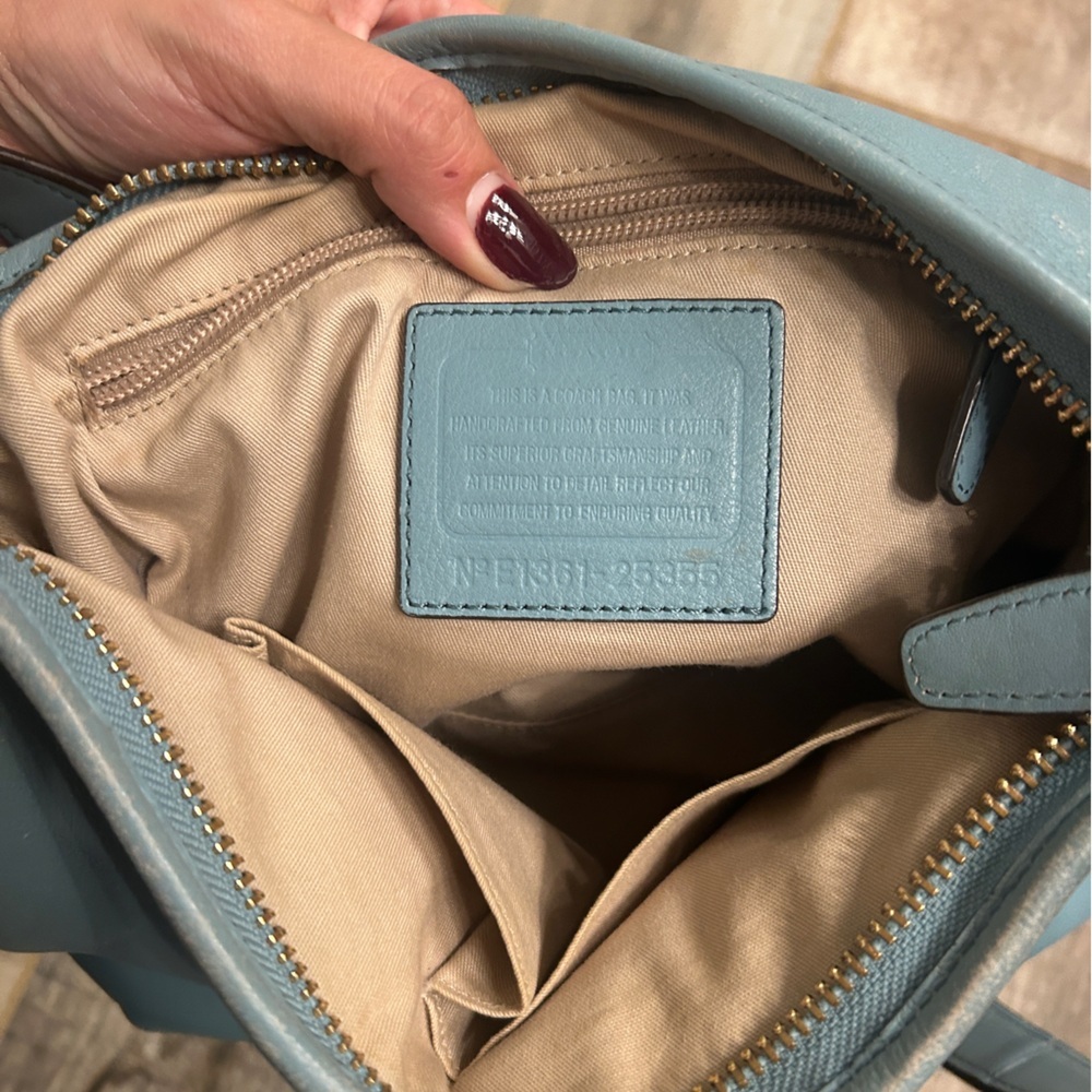 Coach Slate Blue Leather Crossbody Bag- See Pics - Picture 5 of 12